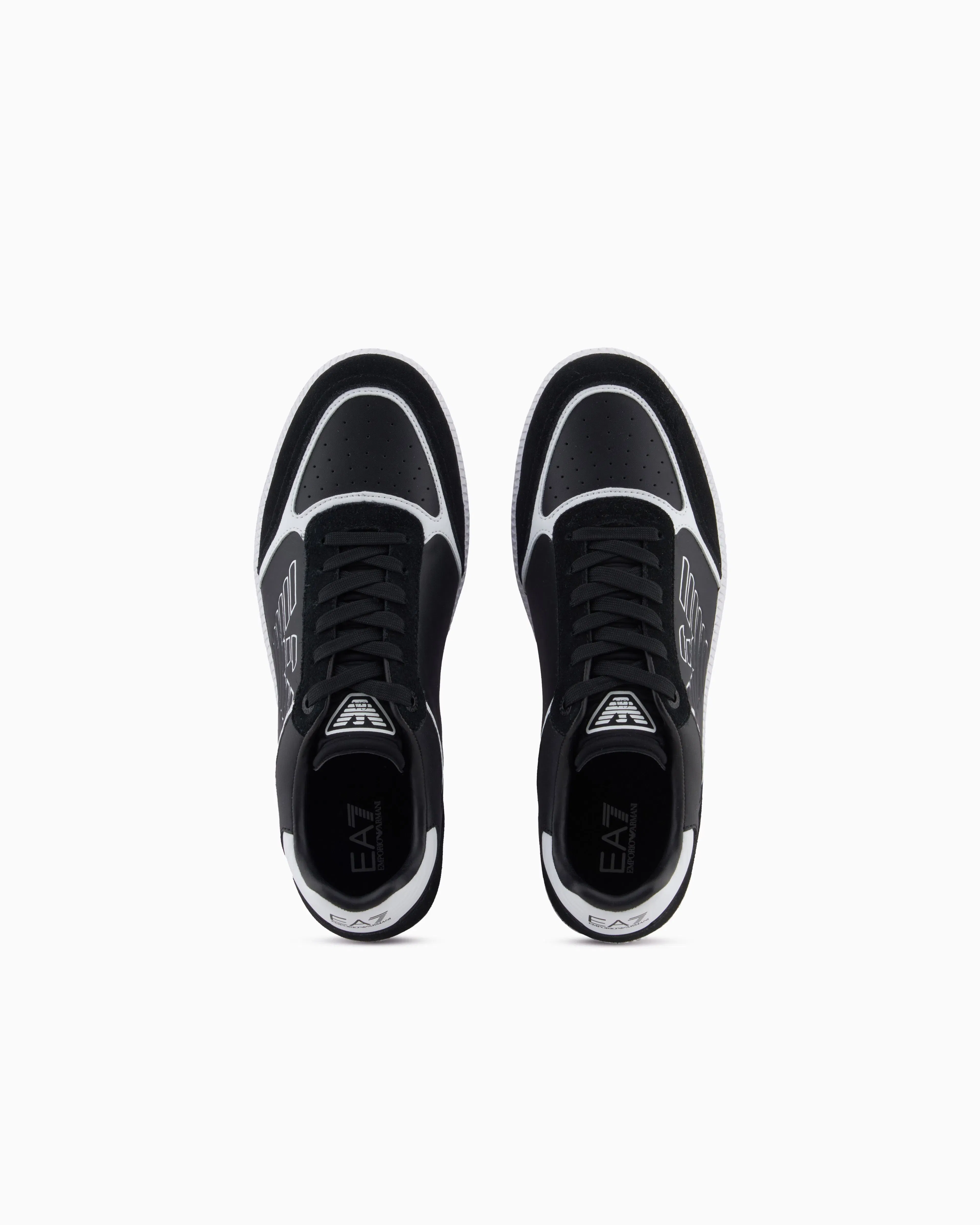 Ea7 High-Top Sneaker In Leather And Suede New Heritage Eagle Black