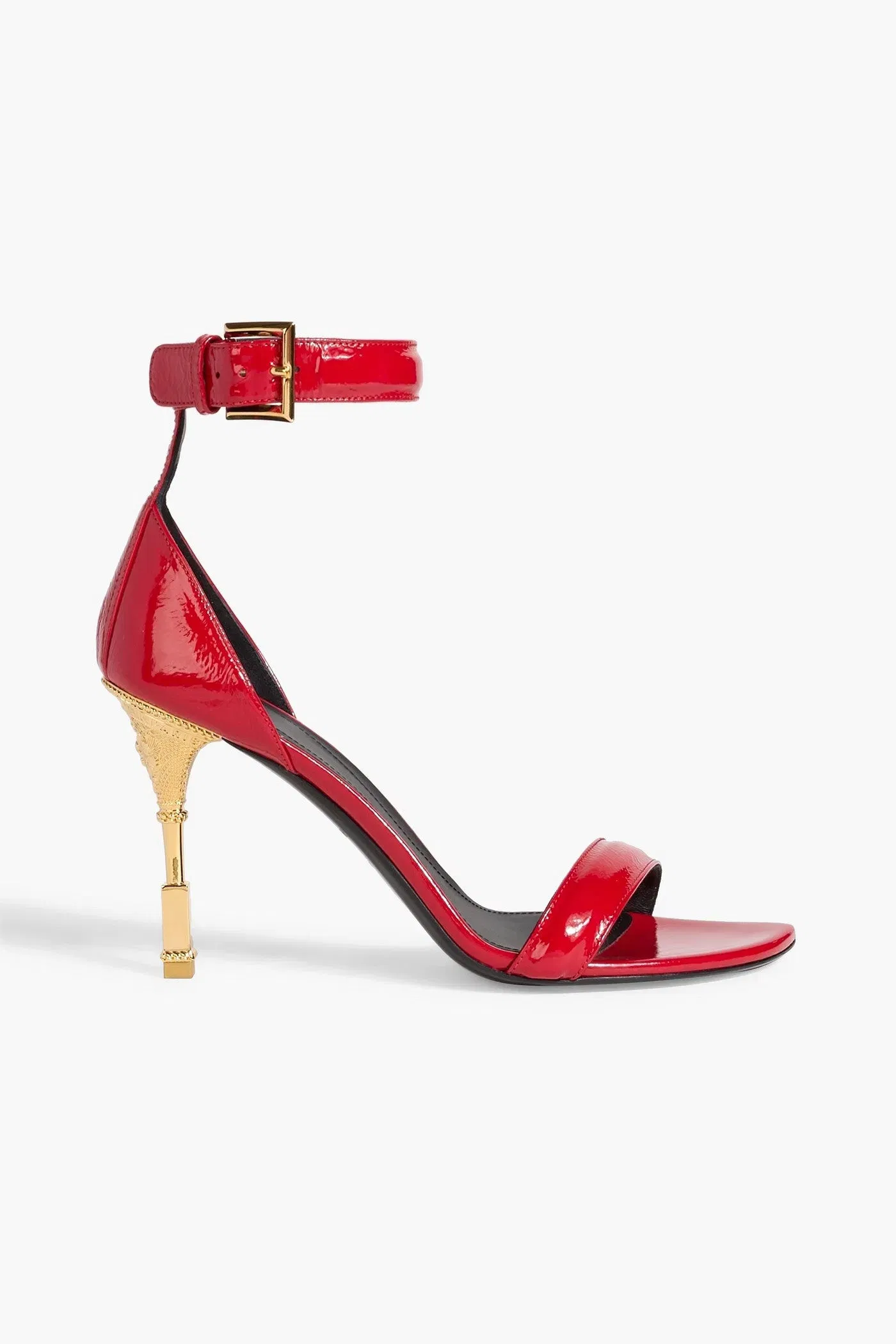 Balmain Moneta Patent-Leather Sandals Red Women's