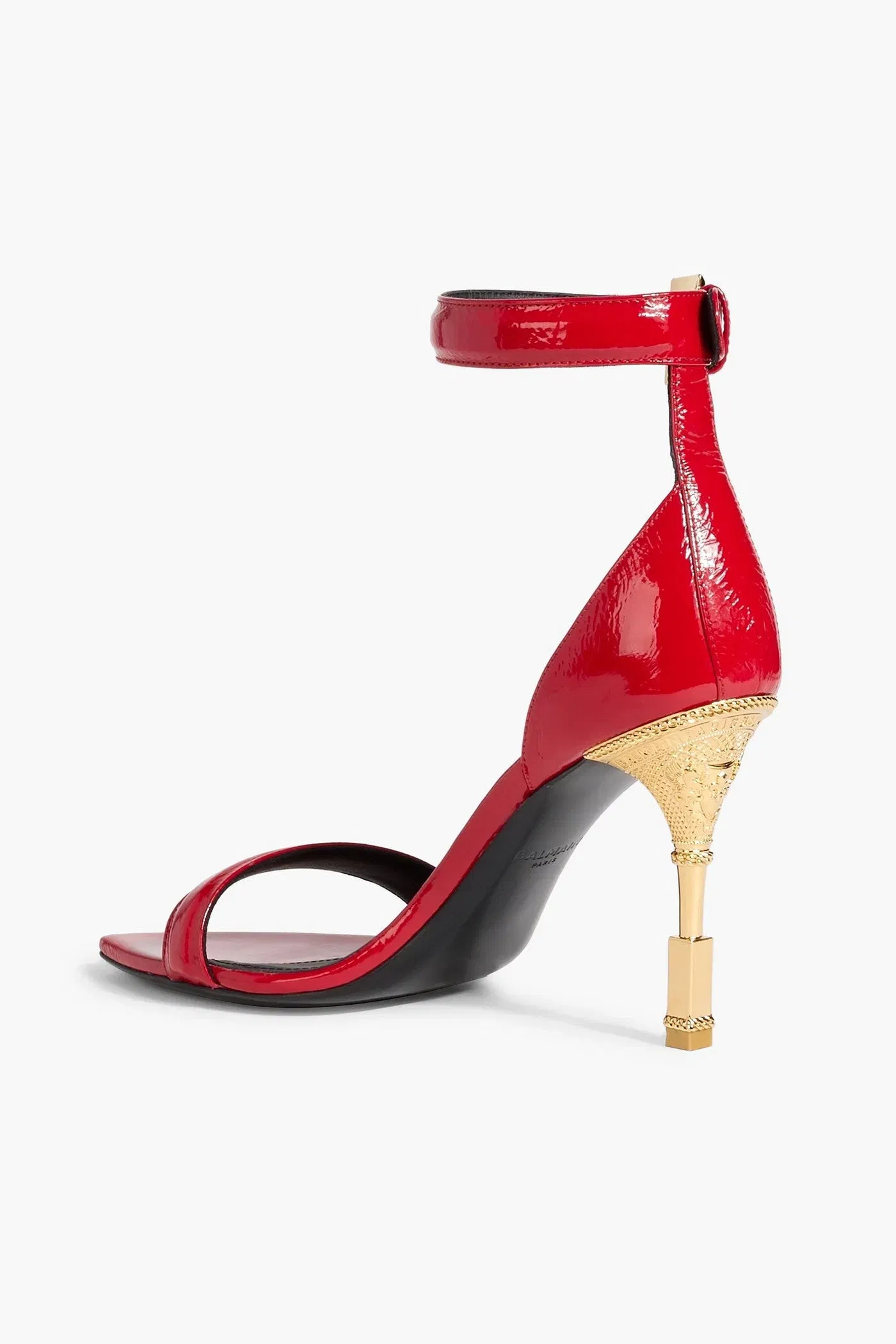 Balmain Moneta Patent-Leather Sandals Red Women's