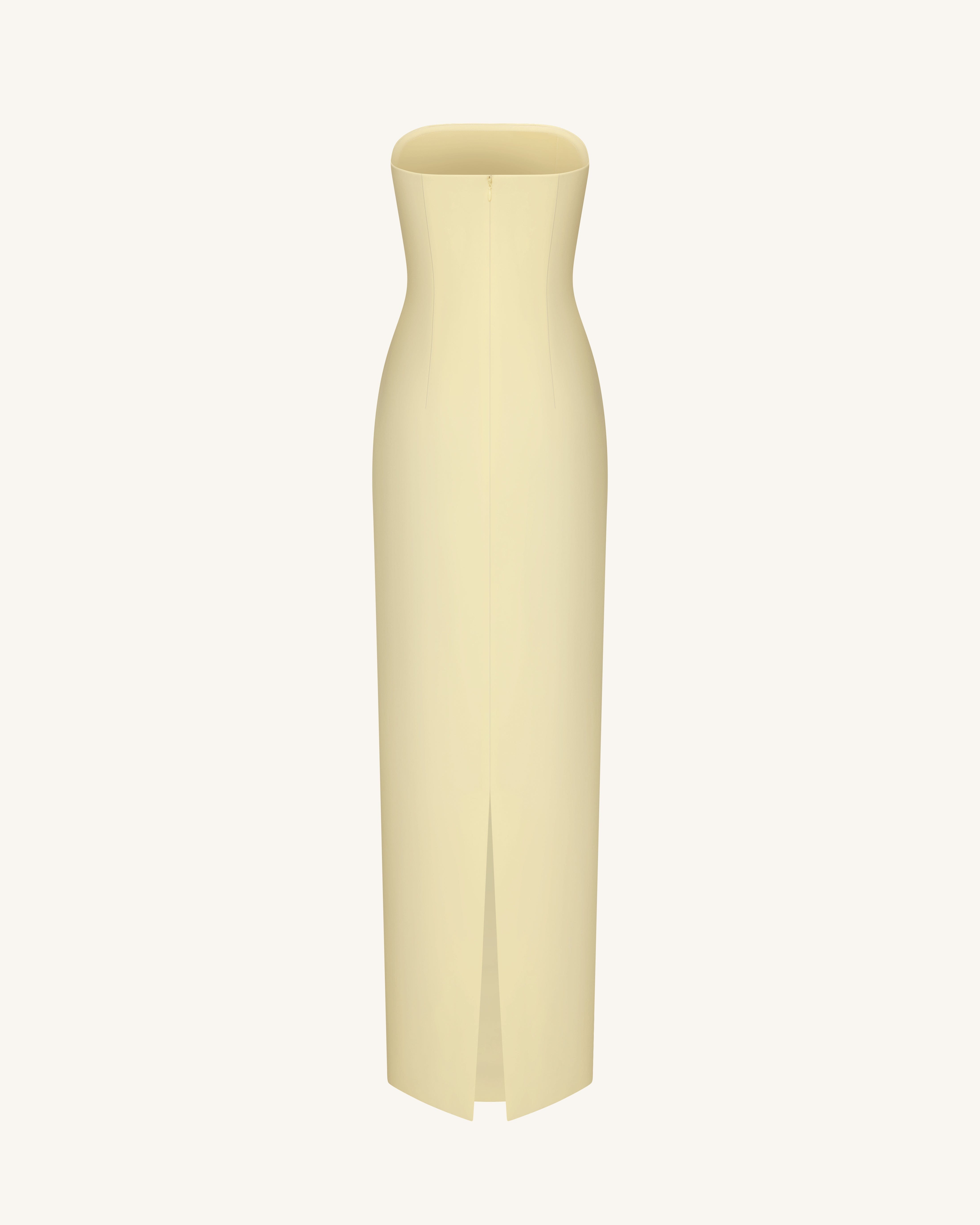 Floral Appliqué Strapless Dress - Cream Ivory