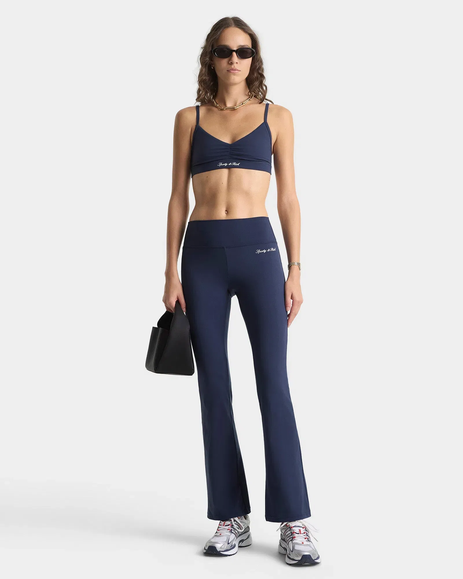 Signature Logo Flared Legging - Navy/White