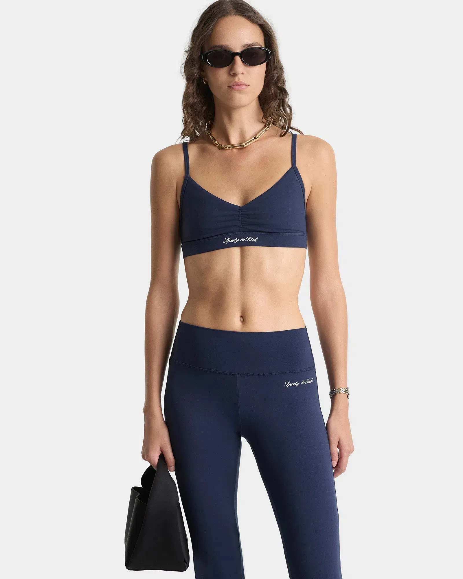 Signature Logo Flared Legging - Navy/White