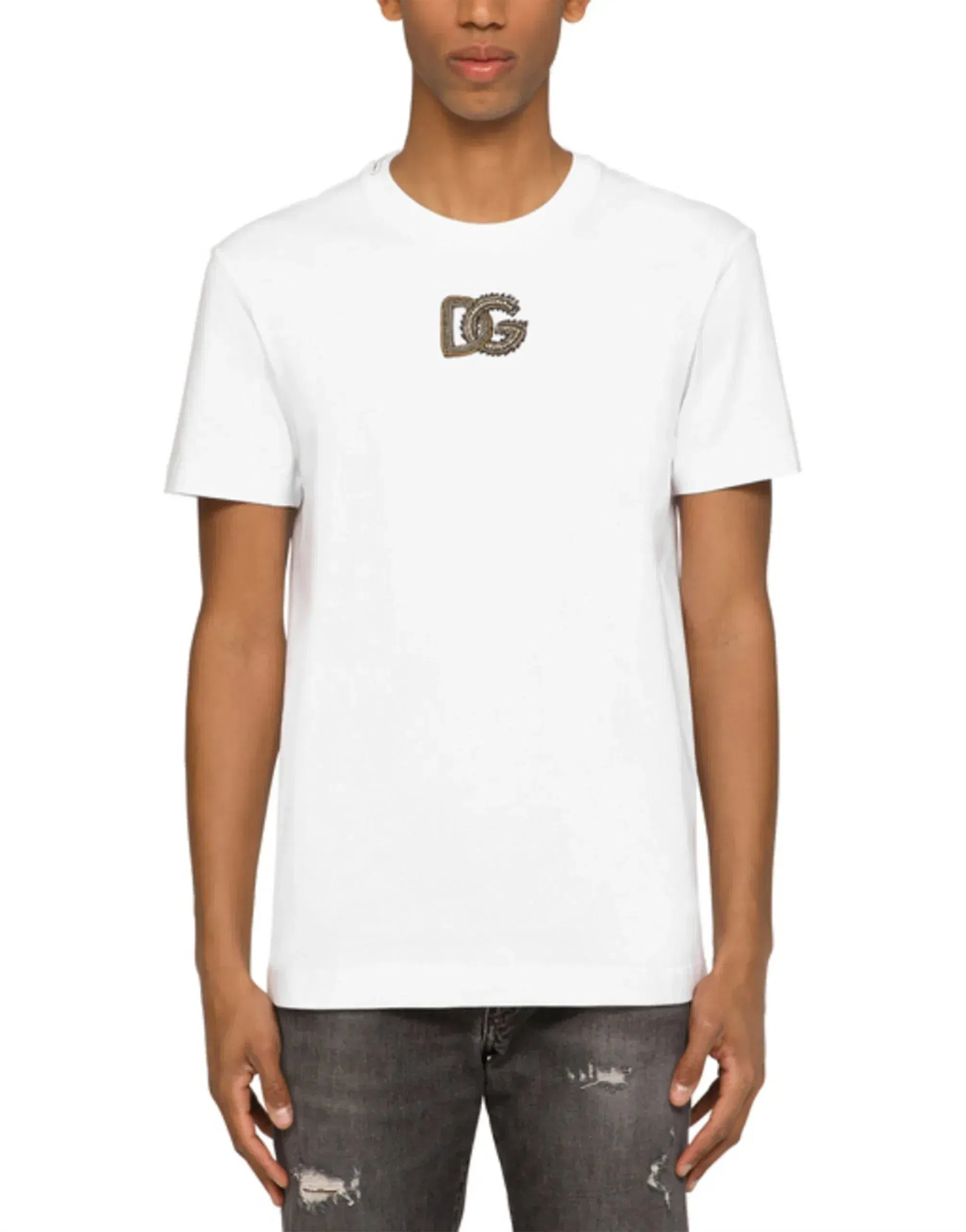 Dolce & Gabbana DG Embellished Cotton T-Shirt