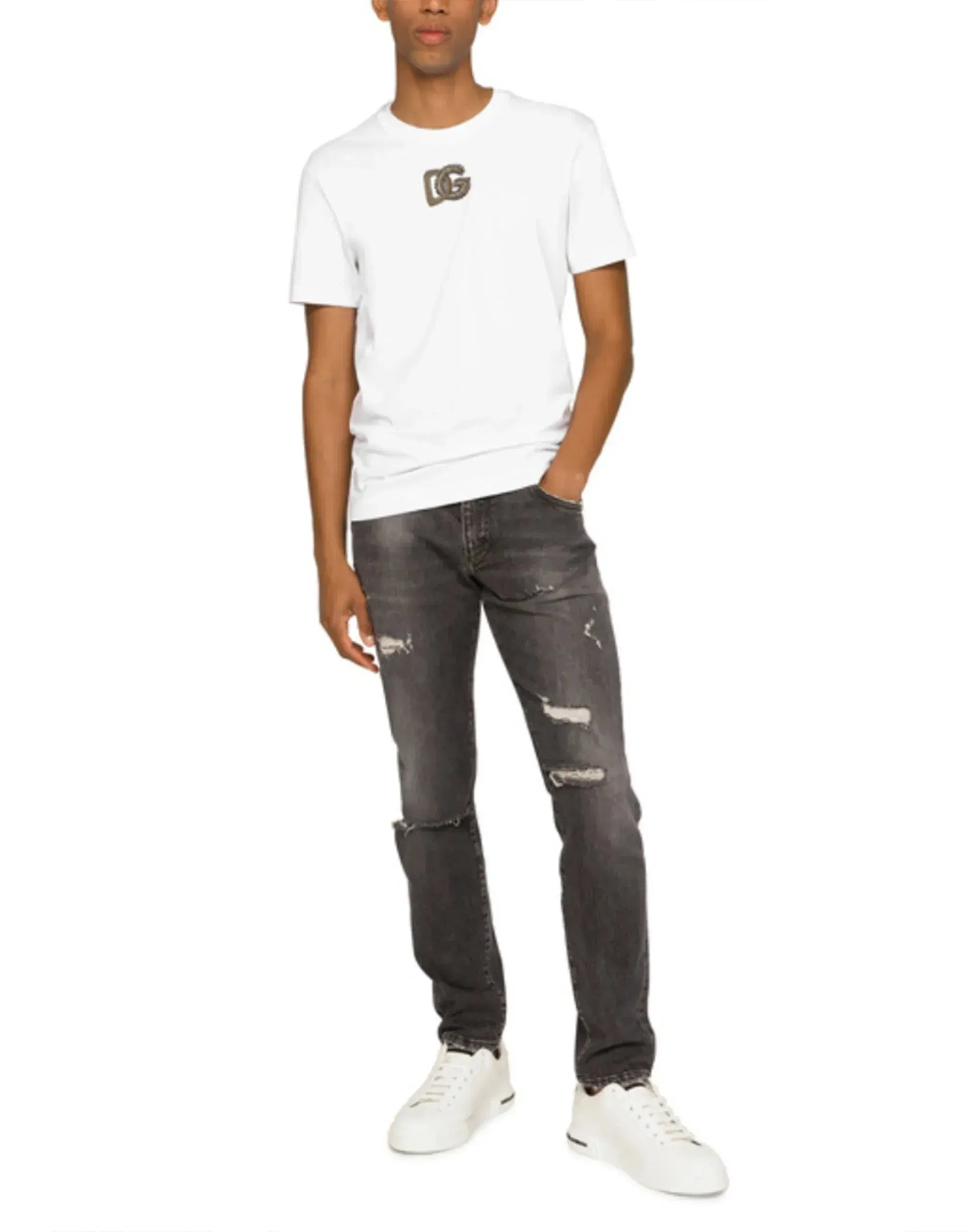 Dolce & Gabbana DG Embellished Cotton T-Shirt