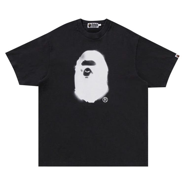 BAPE Spray Ape Head Garment Dyed Relaxed Fit T-Shirt Black