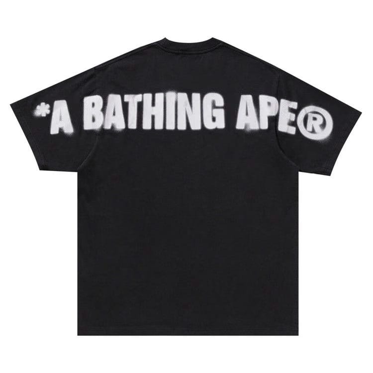BAPE Spray Ape Head Garment Dyed Relaxed Fit T-Shirt Black
