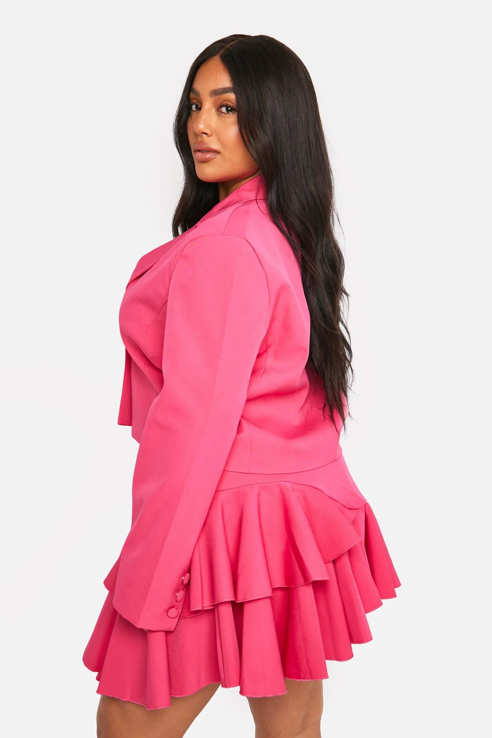 Plus Ruffle Hem Woven Mini Skirt