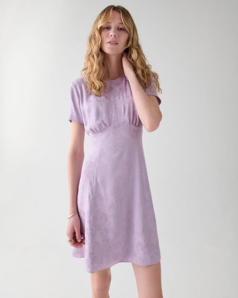Fluid Jacquard Empire Waisted Mini Dress