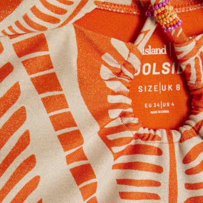 Orange Metallic Palm Print Swimsuit