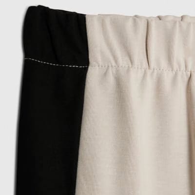 Cream Colour Block Wide Leg Trousers