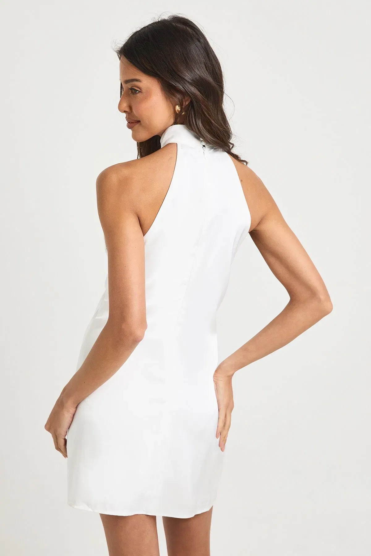Satin high Neck Shift Dress