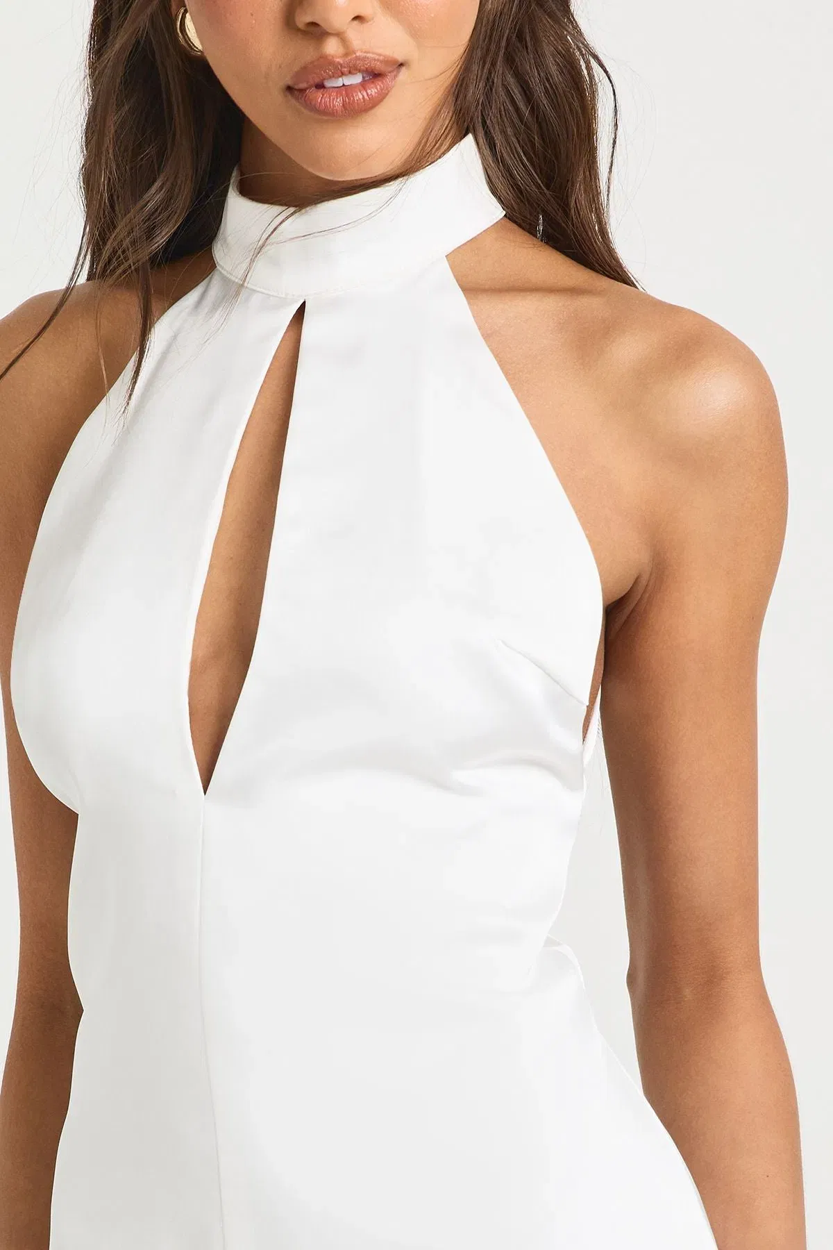 Satin high Neck Shift Dress