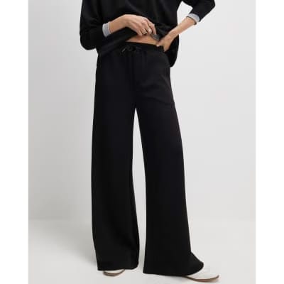 Black Premium Drawstring Wide Leg Joggers