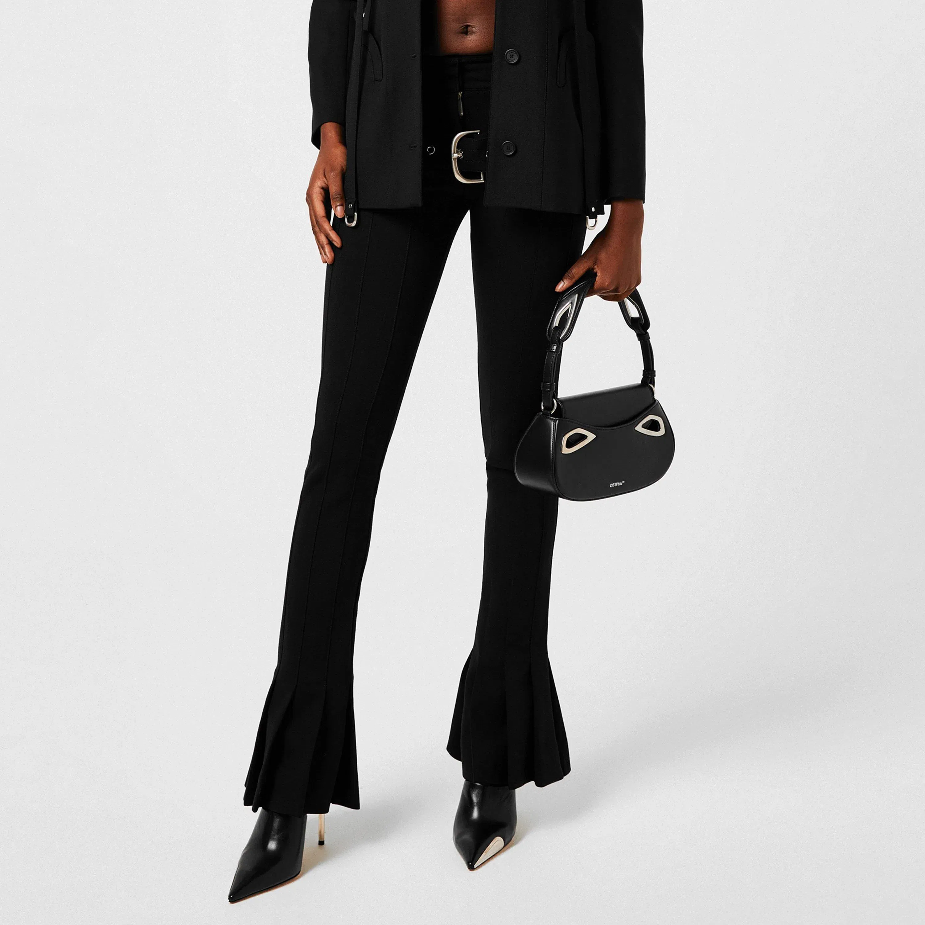 Double Waist Low Rise Flared Trousers