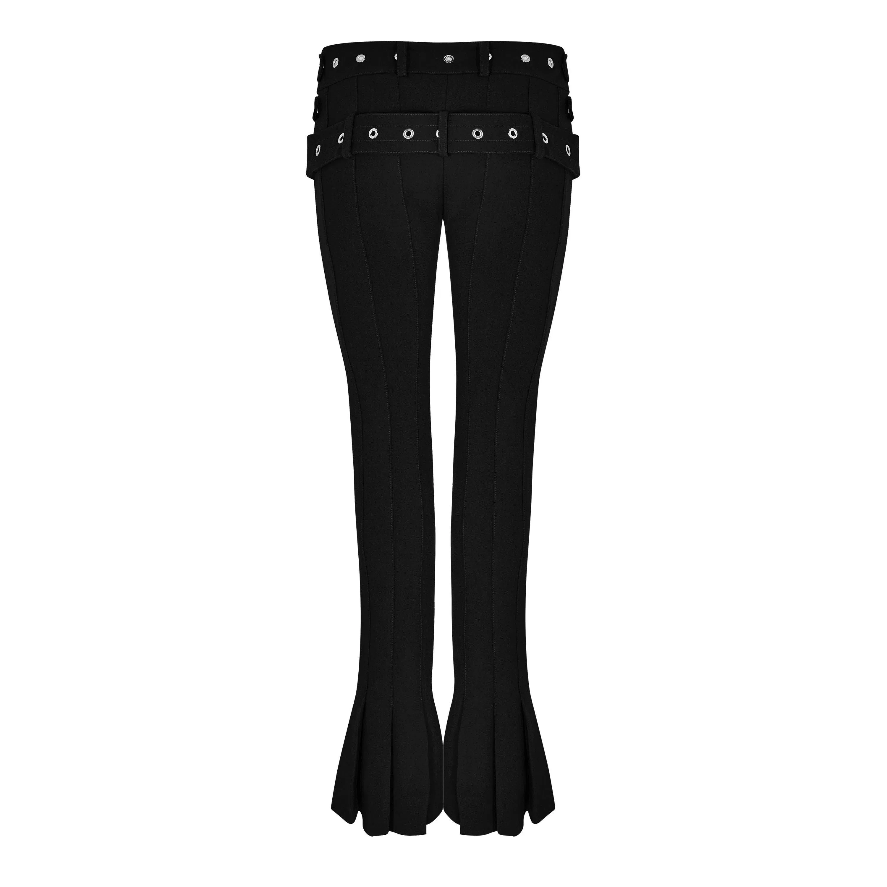 Double Waist Low Rise Flared Trousers