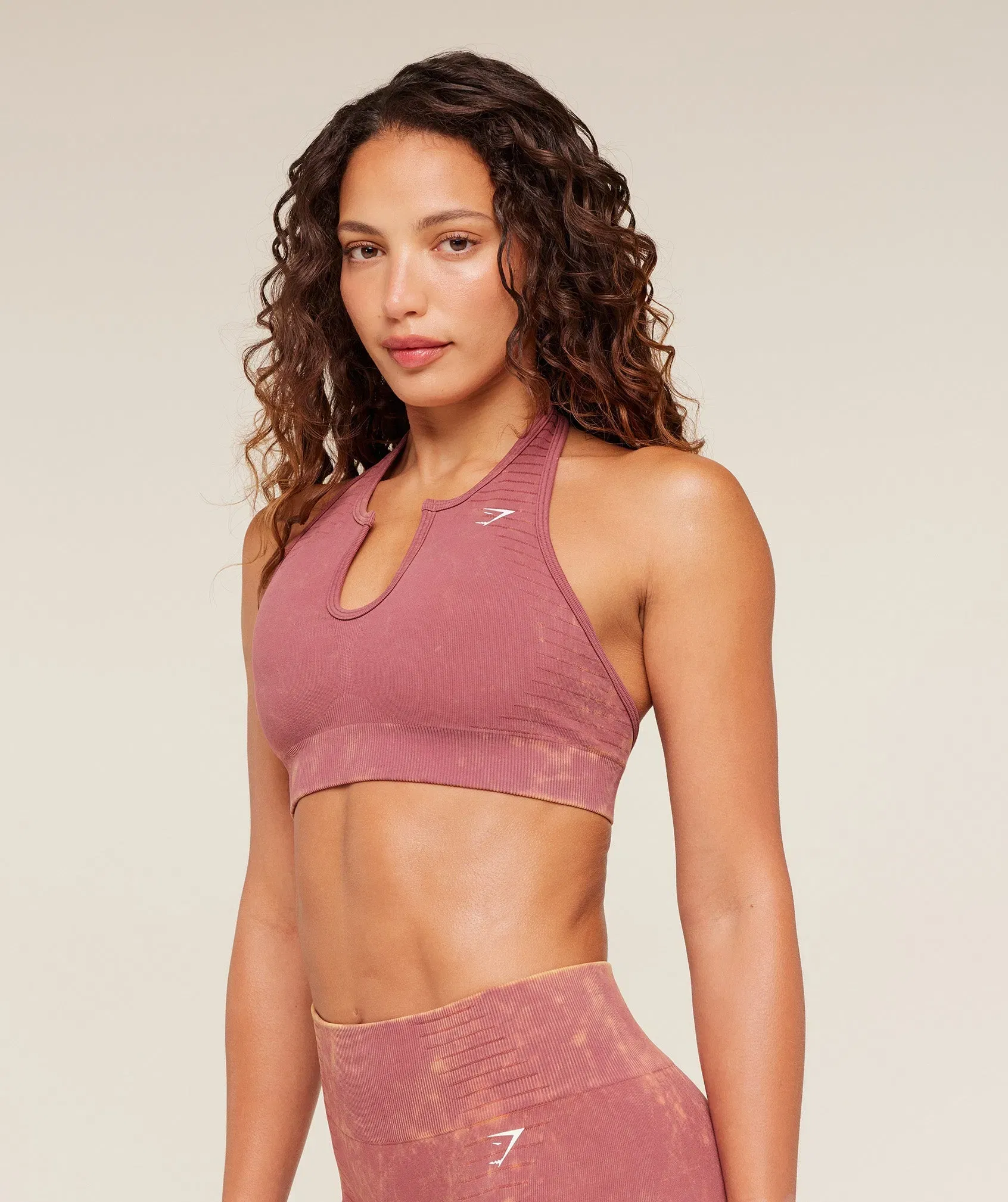 Gymshark Steel Seamless Halter Neck Bra - GS Reset Pink