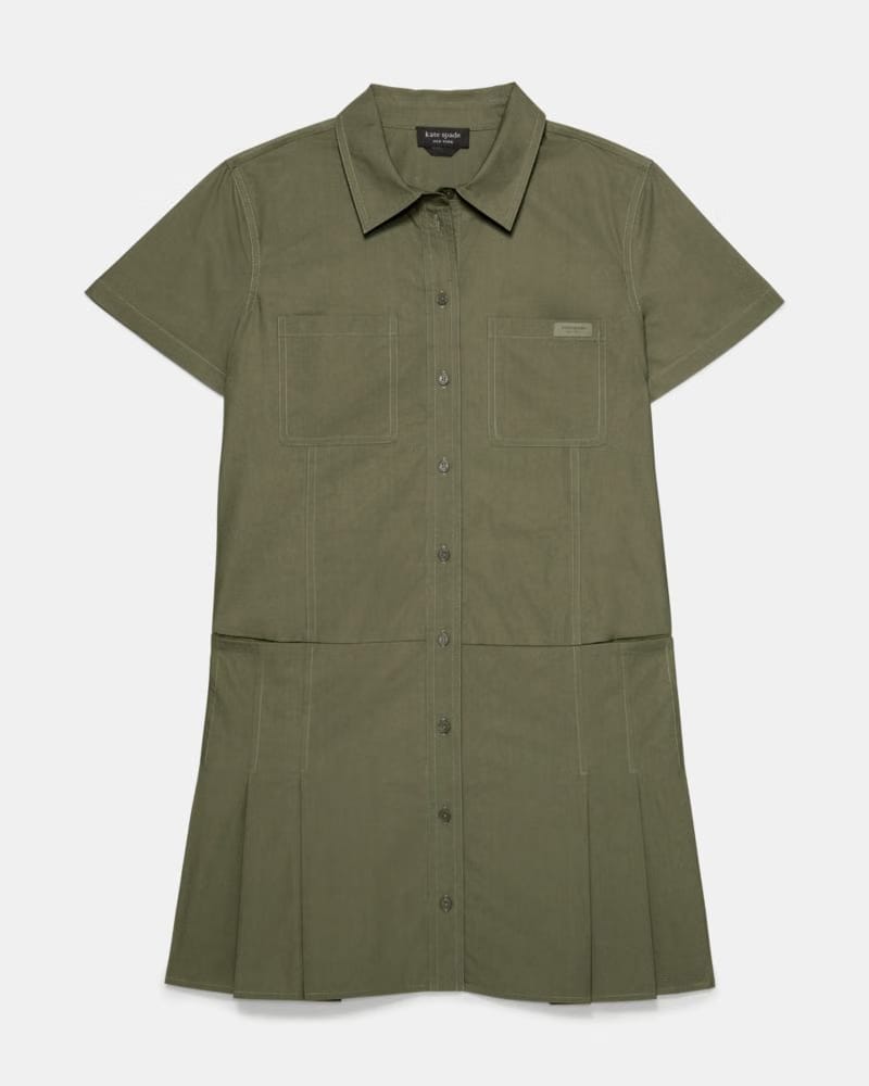 Pleated Utility Shirtdress