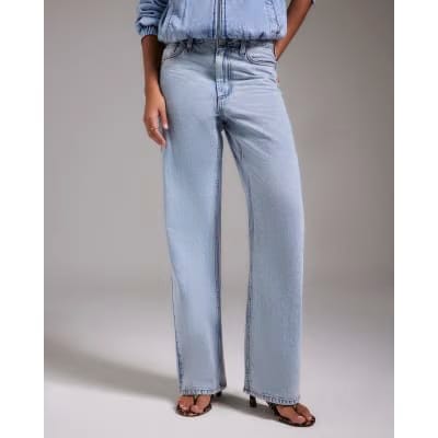 Blue Relaxed Straight Leg Jeans