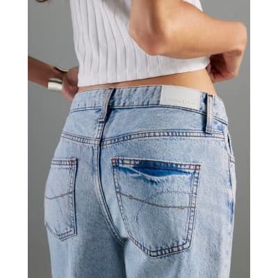 Blue Relaxed Straight Leg Jeans