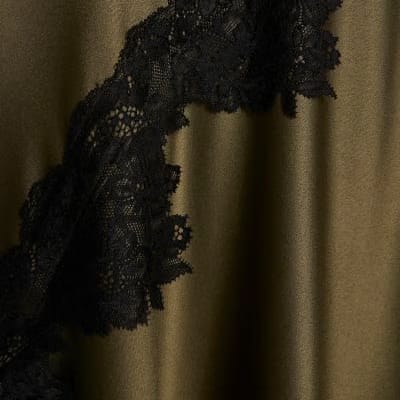 Khaki Lace Hybrid Drape Maxi Dress