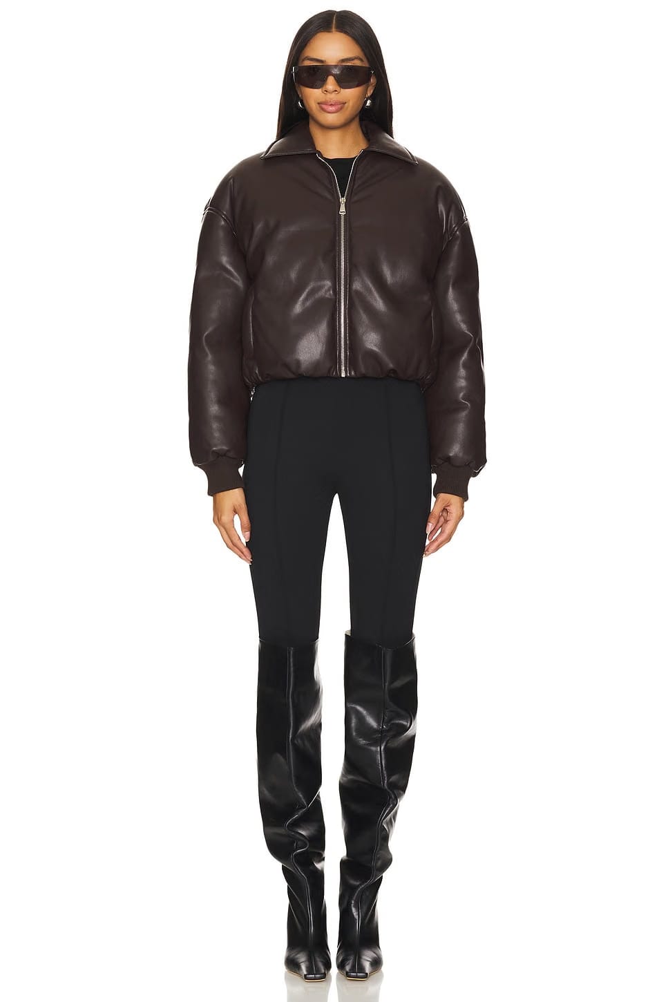 superdown Sanja Faux Leather Jacket in Brown