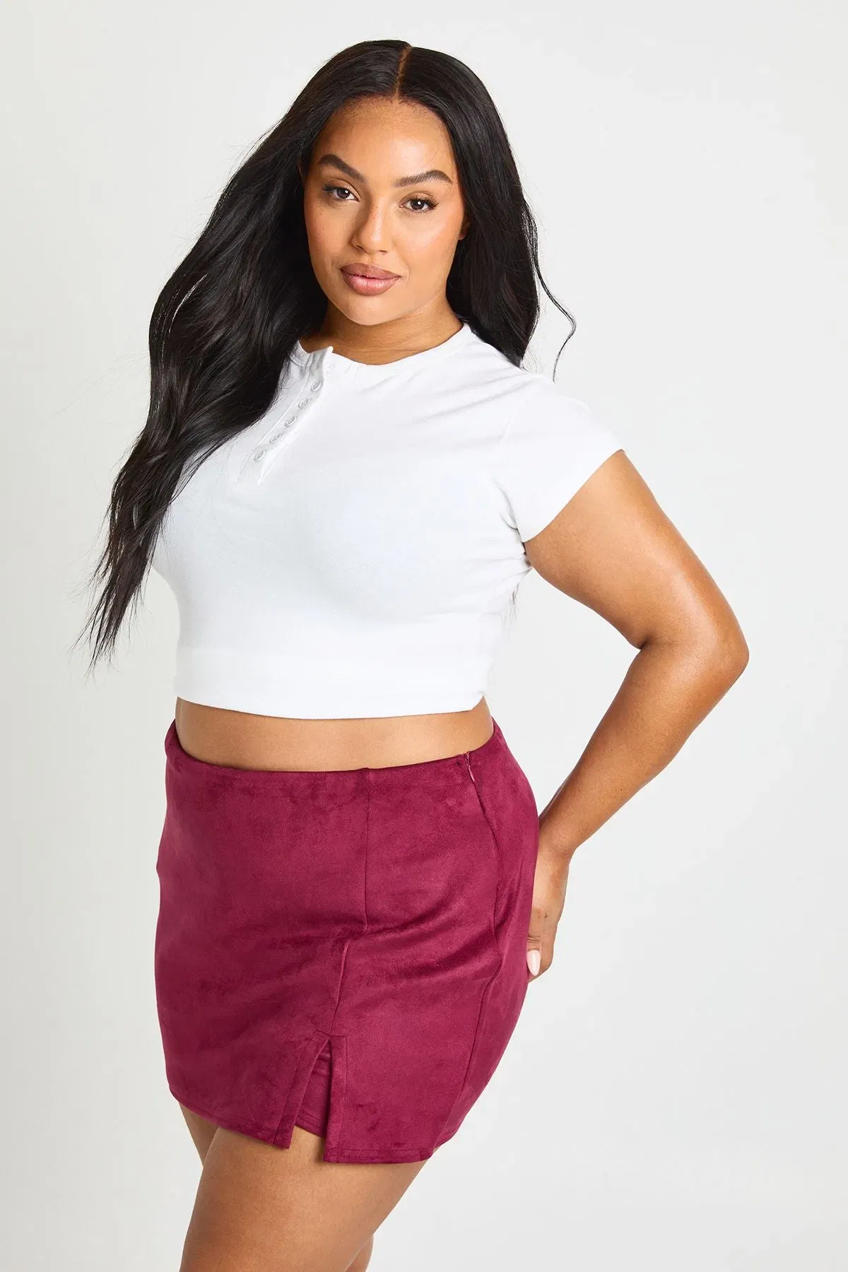 Plus Suede Wrap Skort