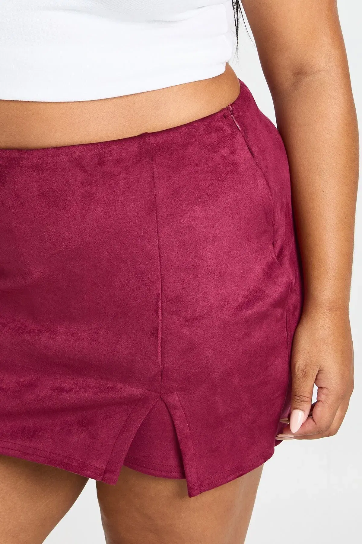 Plus Suede Wrap Skort