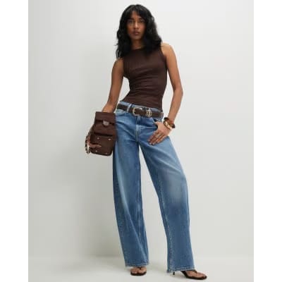 Brown Sleeveless Wide Ribbed Tank Top