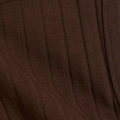 Brown Sleeveless Wide Ribbed Tank Top