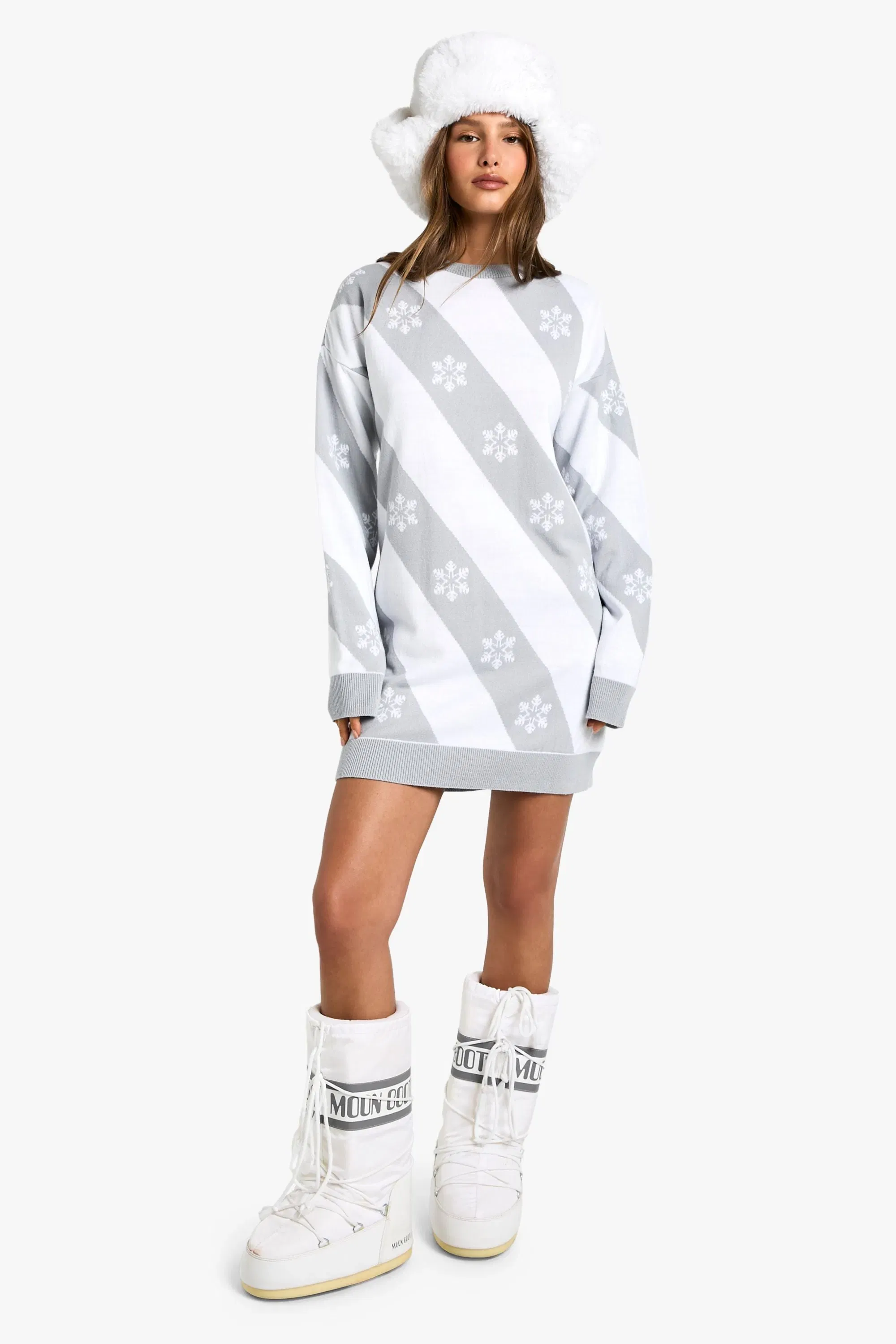 Snowflake Stripe Knitted Christmas Dress