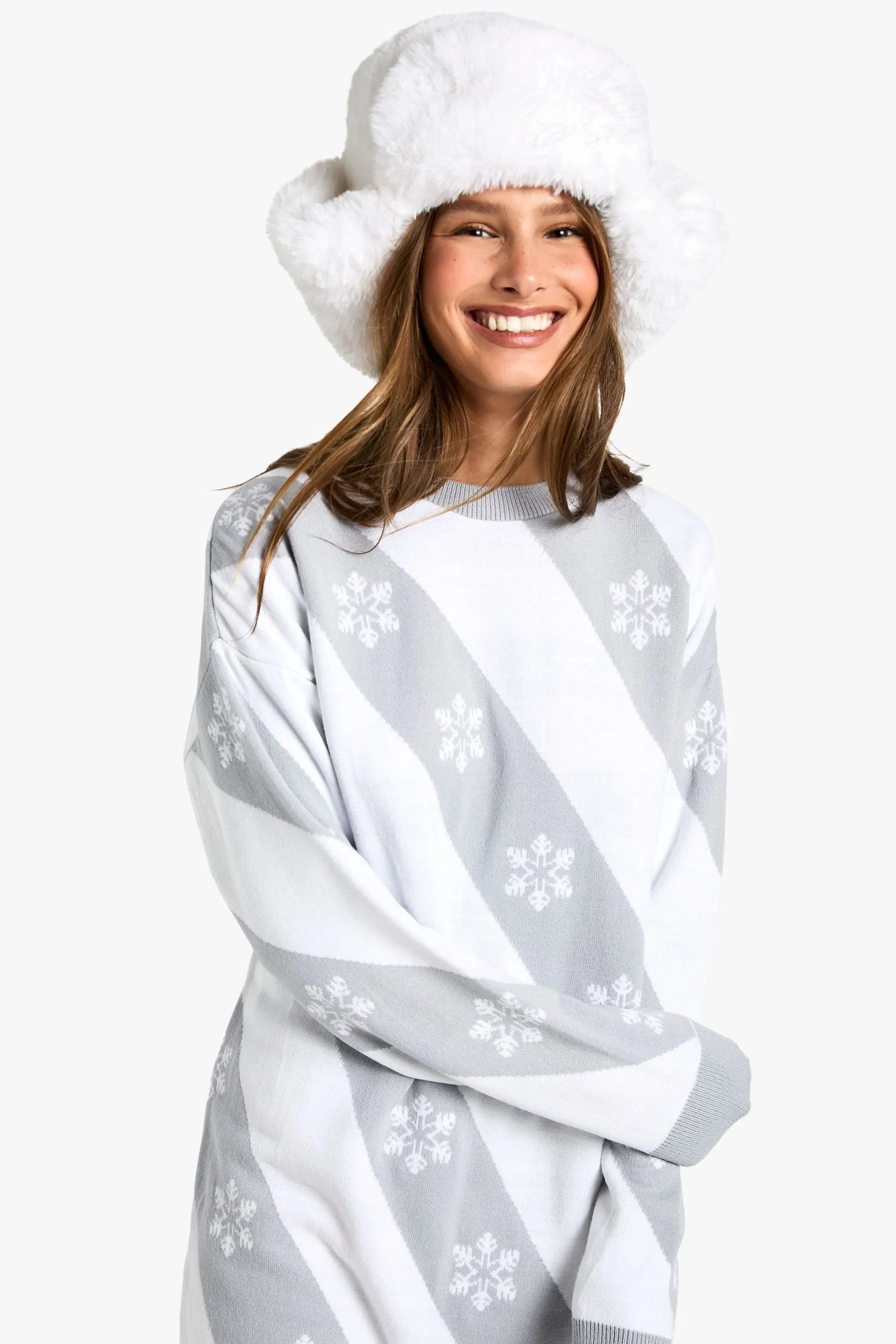 Snowflake Stripe Knitted Christmas Dress