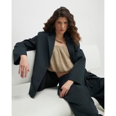 Green Long Sleeve Oversized Blazer
