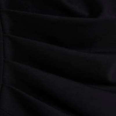 Black Ponte Sleeveless Button Detail Top
