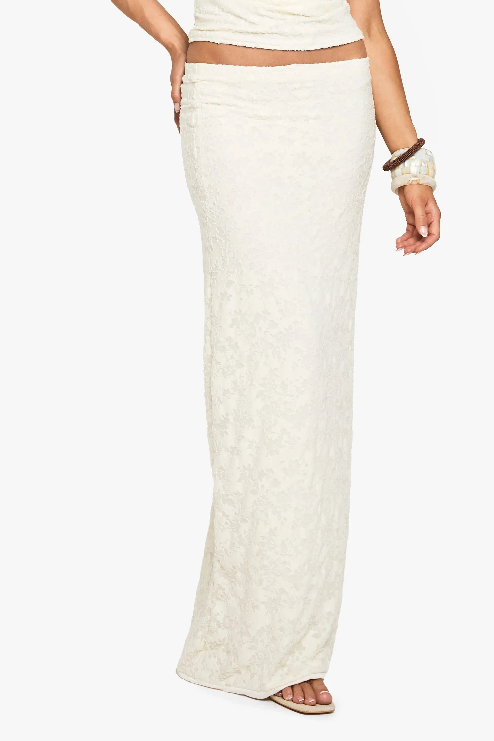 Floral Jaquard Column Maxi Skirt