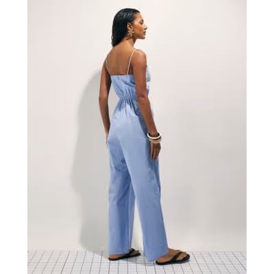 Blue Shell Embroidered Jumpsuit