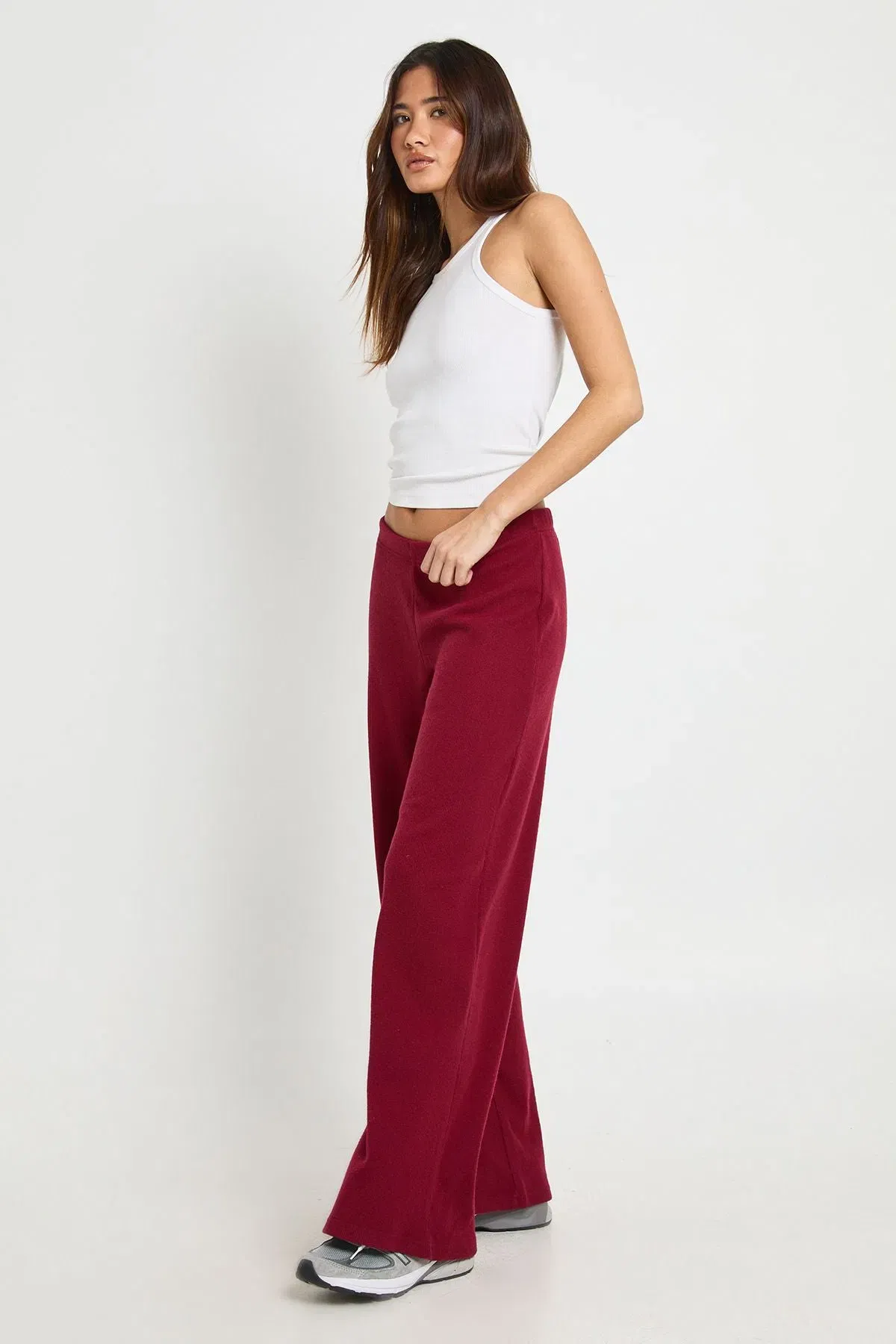Brushed Rib Wide Leg Trouser