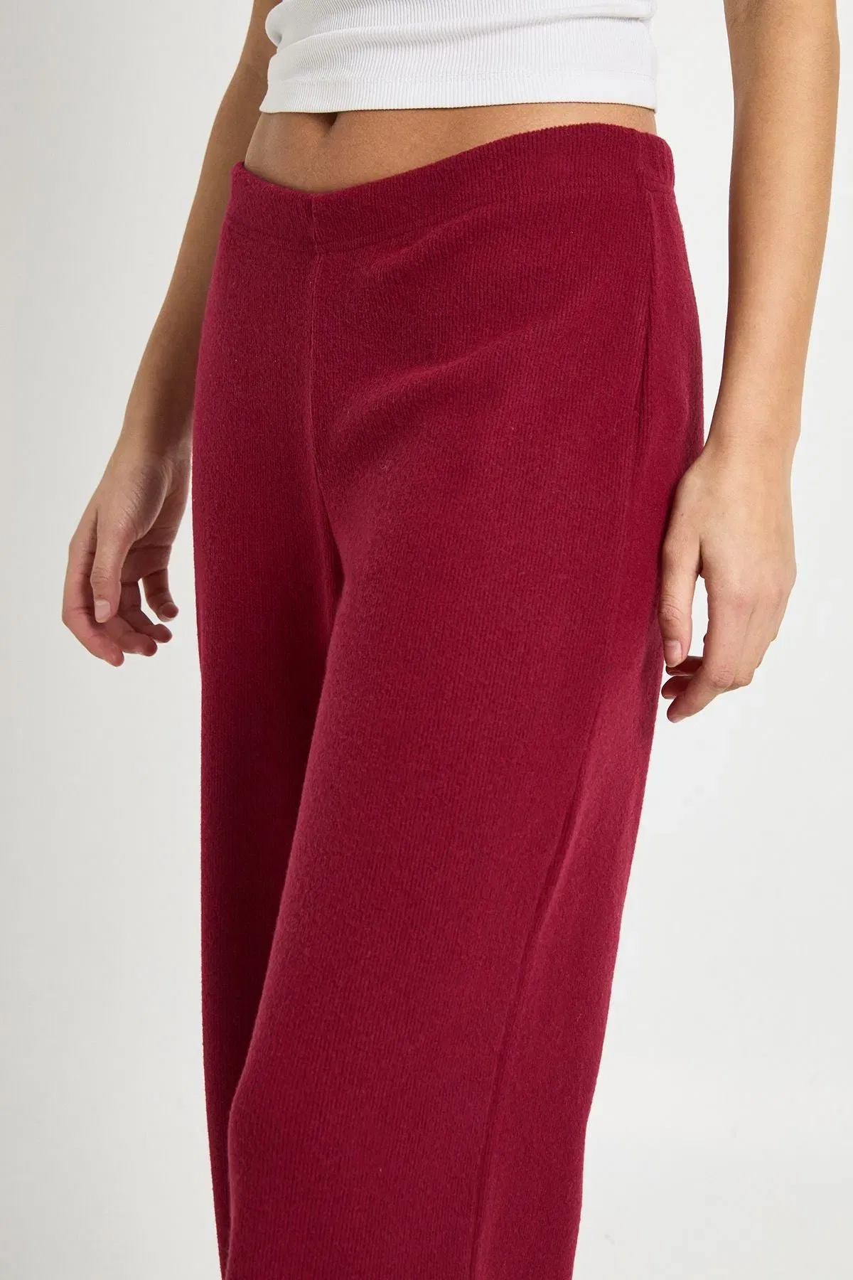 Brushed Rib Wide Leg Trouser