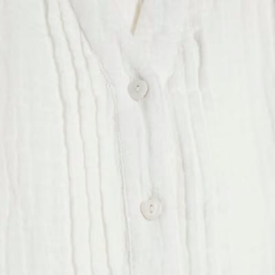 White Frill Collar Short Sleeve Blouse