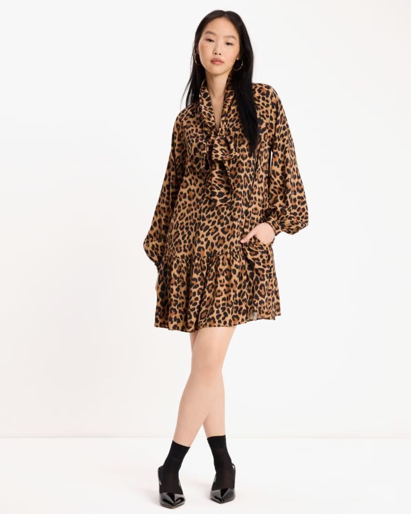 Classic Leopard Tie-neck Dress