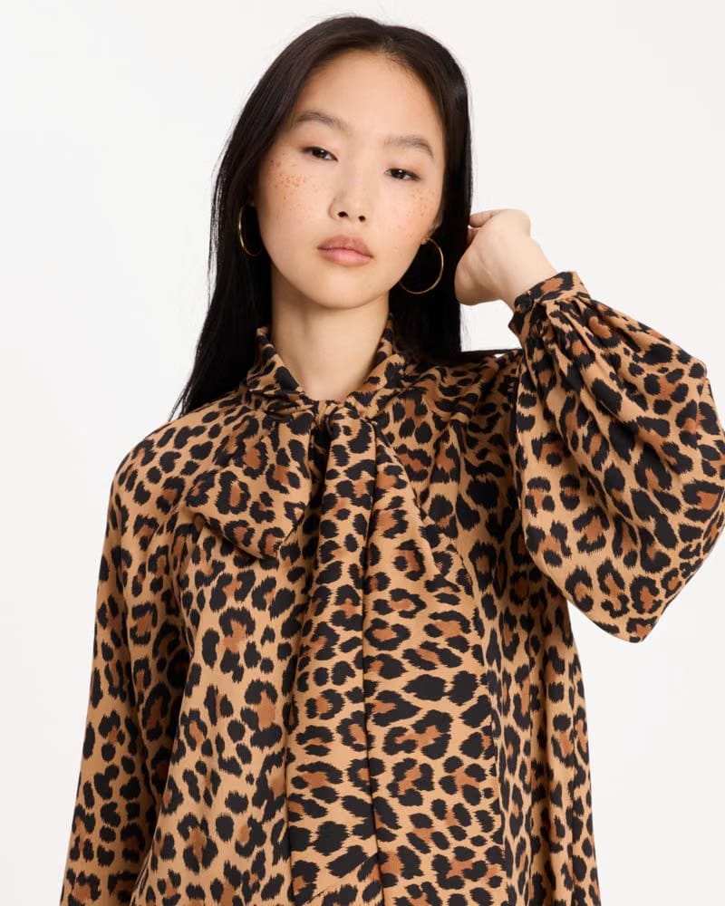 Classic Leopard Tie-neck Dress