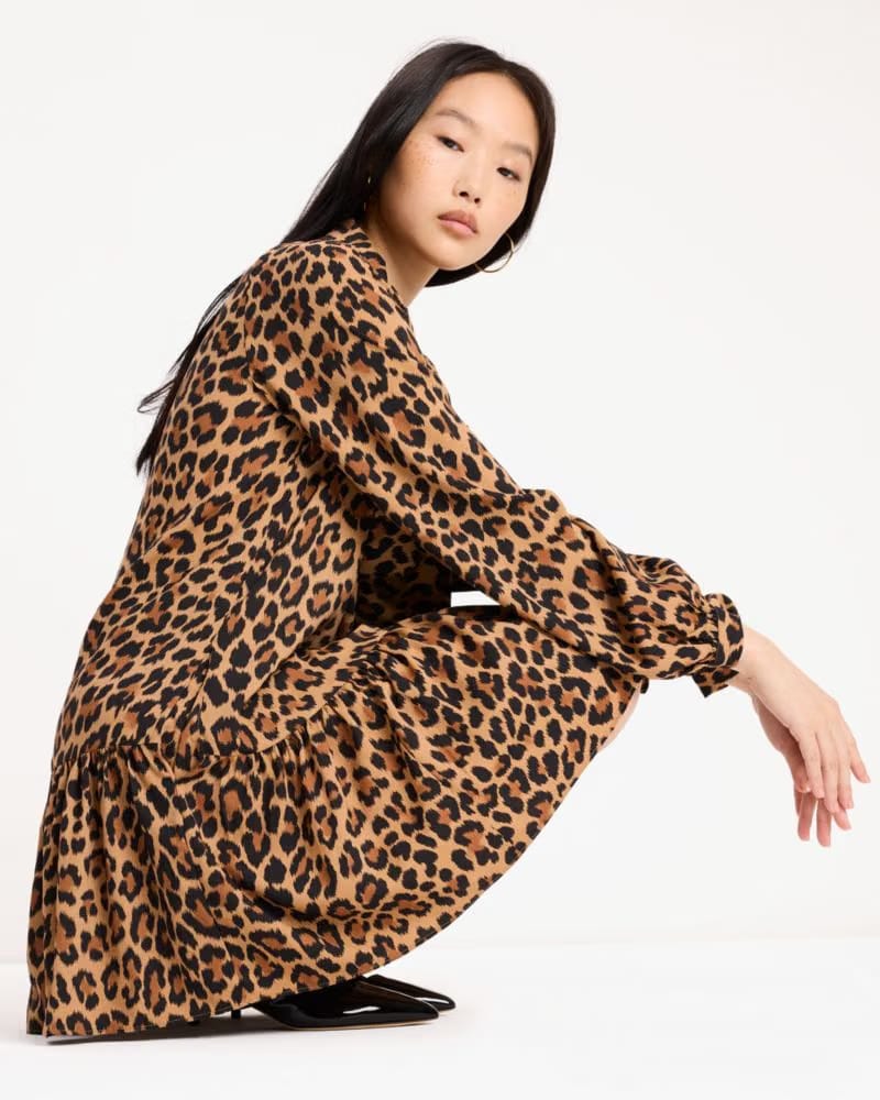 Classic Leopard Tie-neck Dress