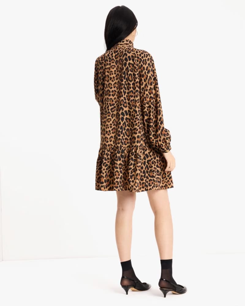 Classic Leopard Tie-neck Dress