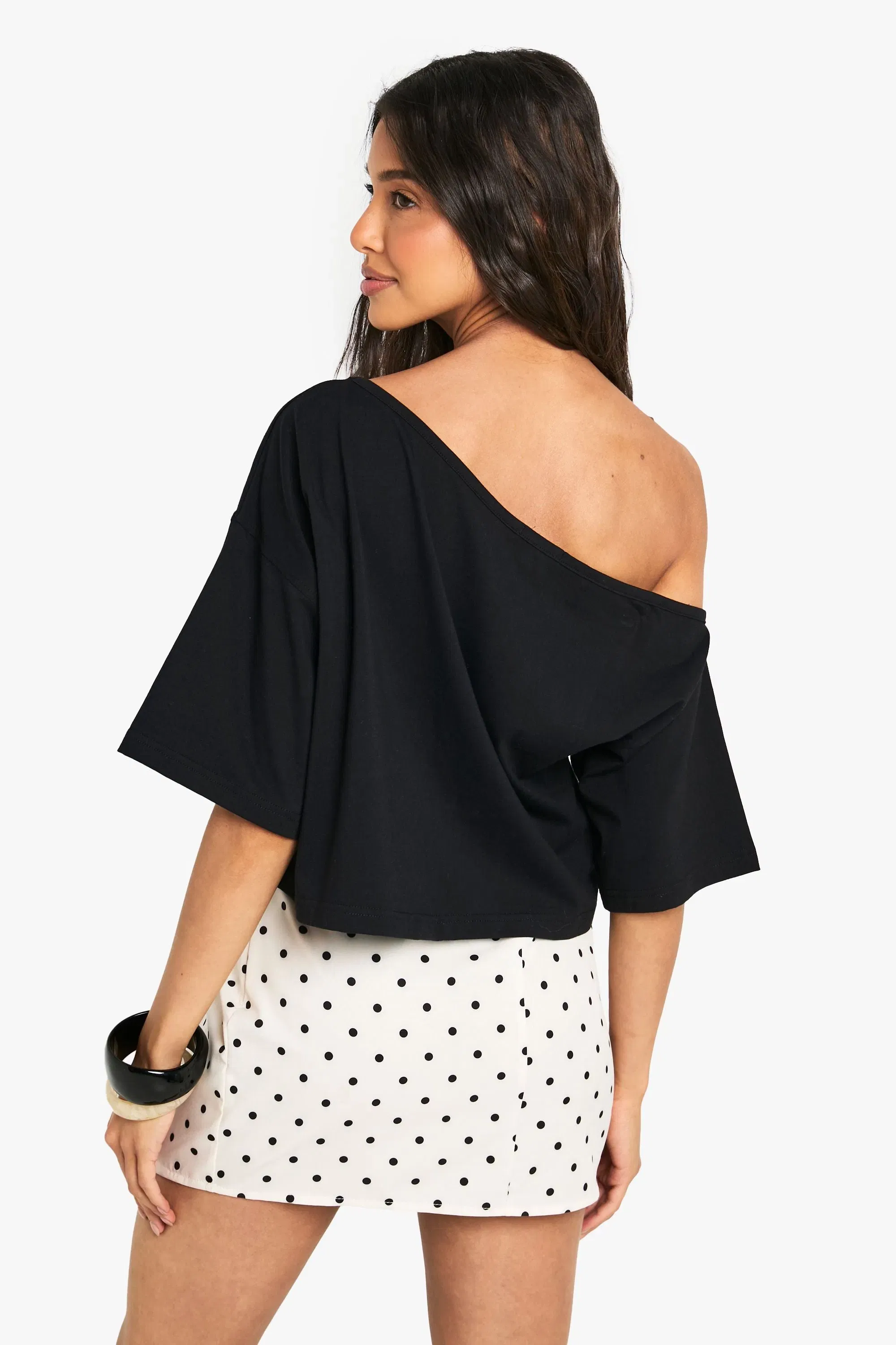 Off The Shoulder Boxy Crop T-Shirt