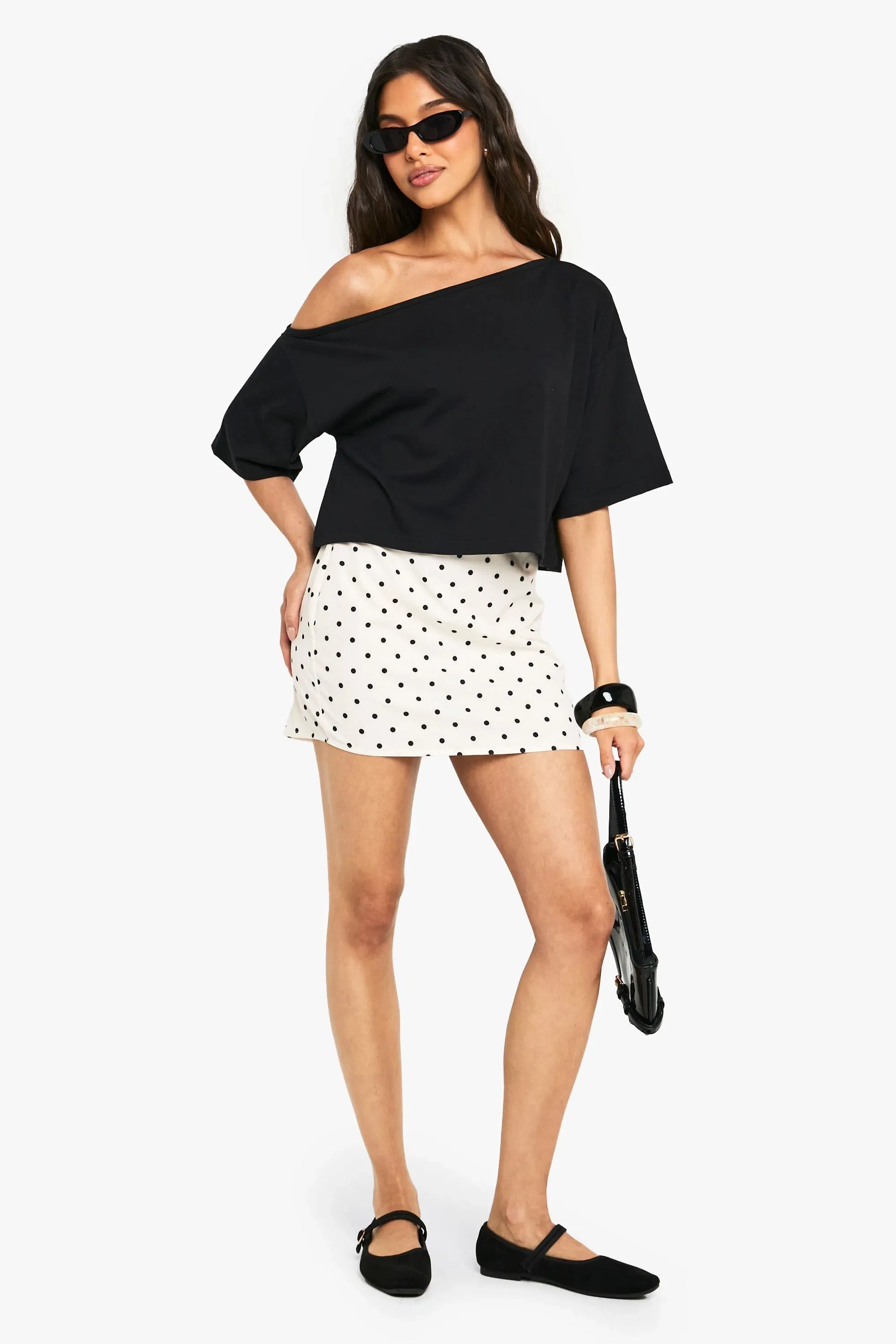 Off The Shoulder Boxy Crop T-Shirt