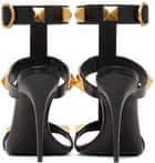 Valentino Garavani Black Calfskin Roman Stud 100 Heeled Sandals