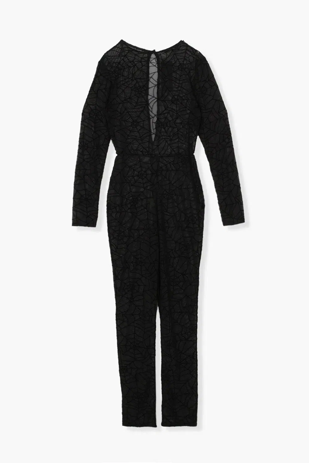 Halloween Cobweb Flock Mesh Jumpsuit