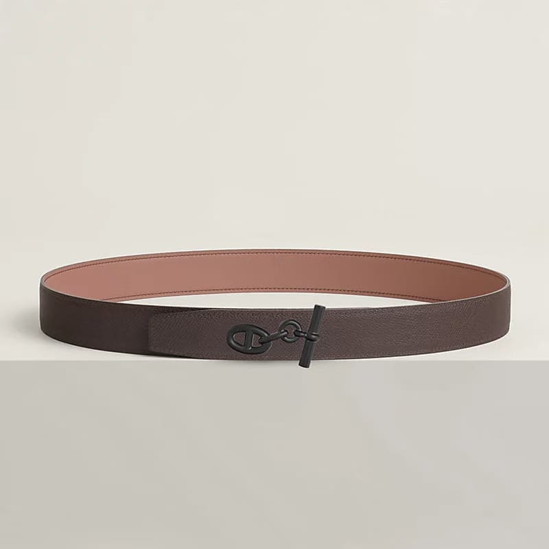 Yachting belt buckle & Reversible leather strap 32 mm