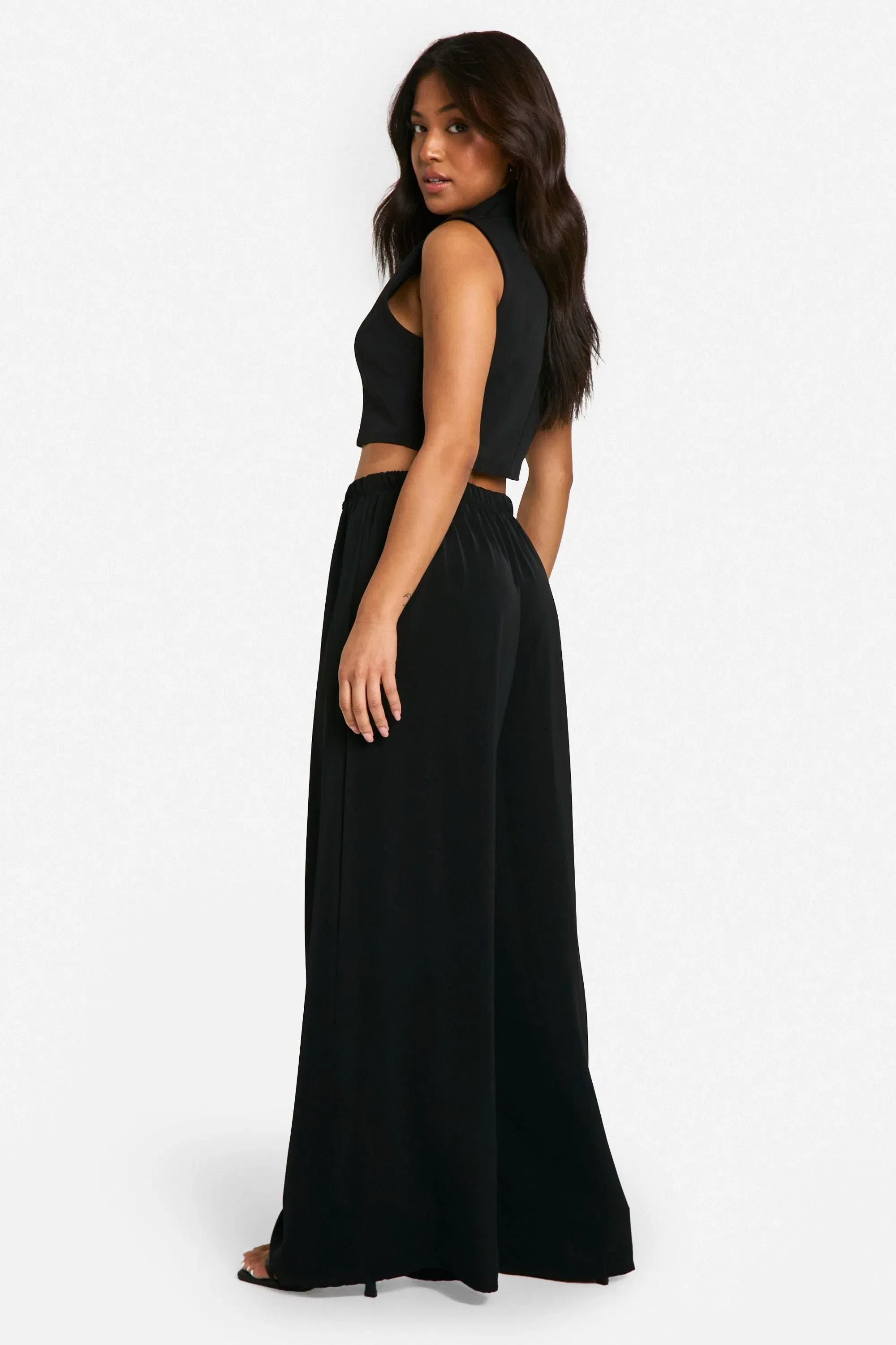Petite Woven Wide Leg Trousers