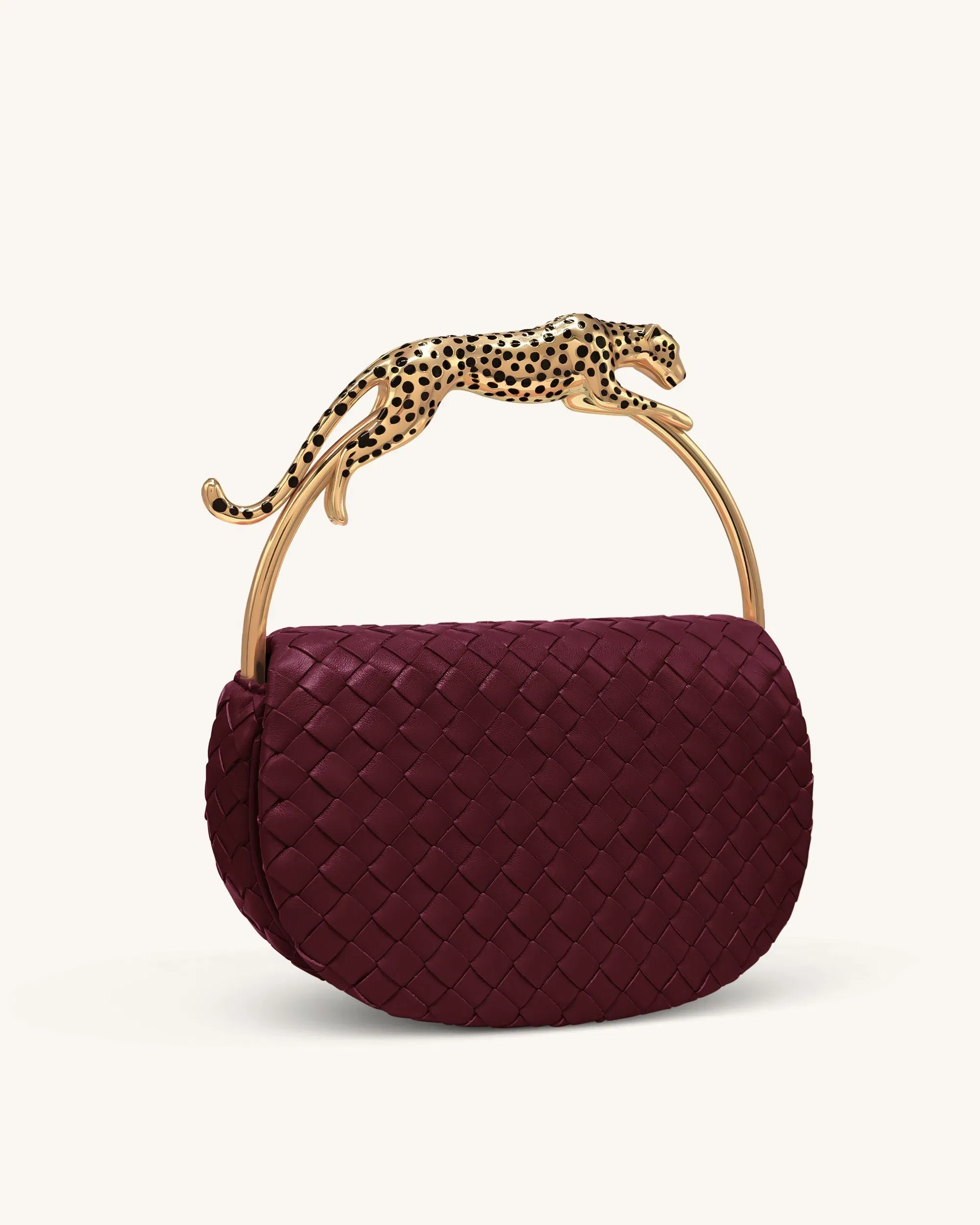 Ione Woven Leopard Shaped Top Handle Bag - Light Blue