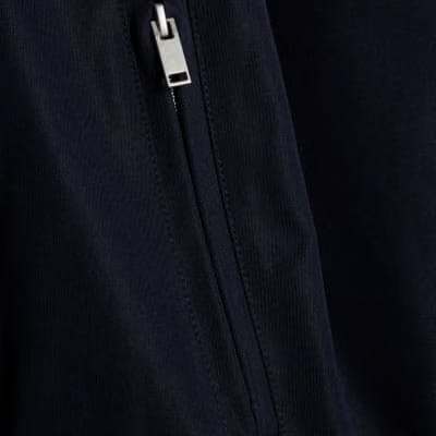 Navy Belted Bubble Hem Jacket